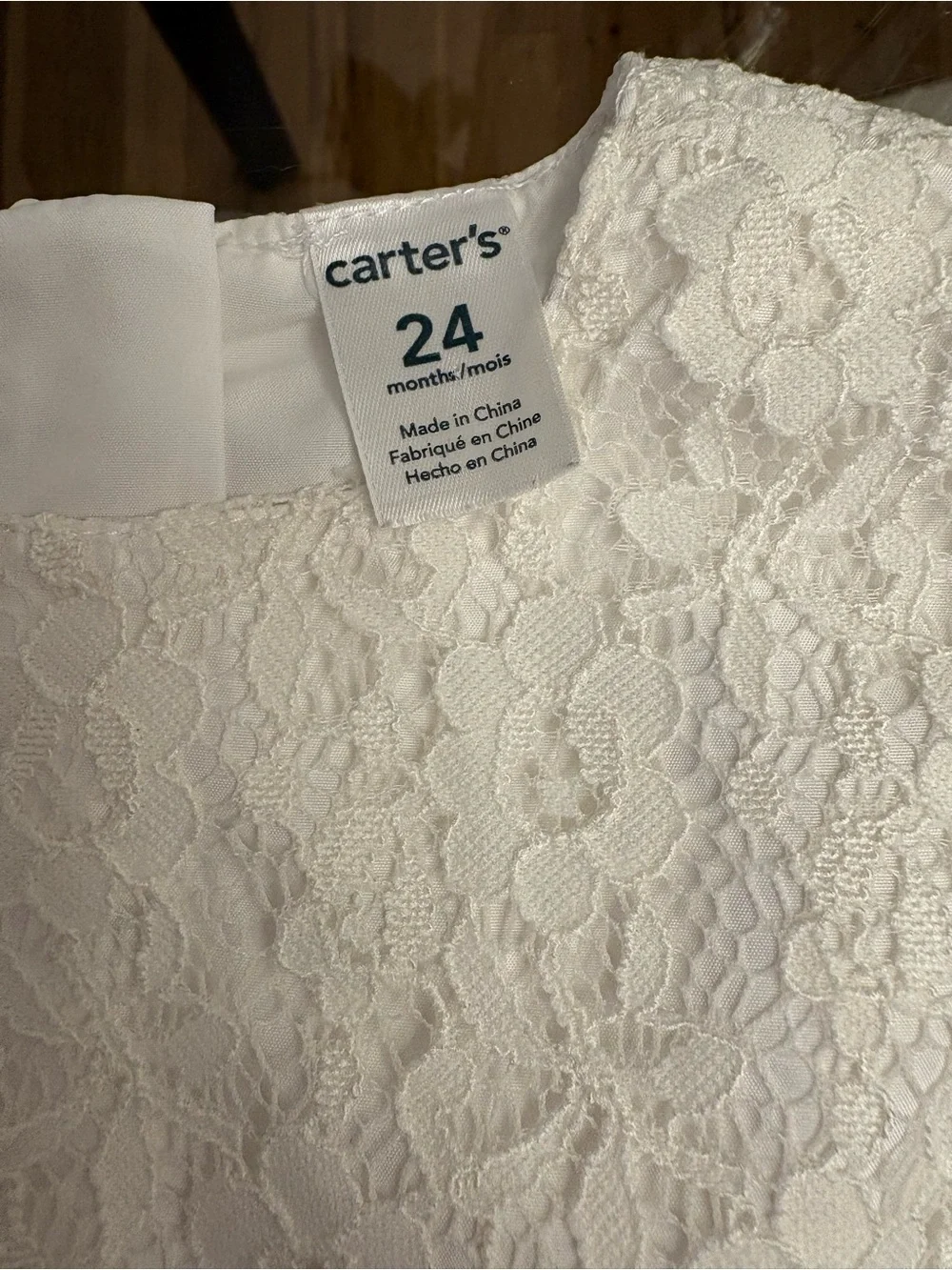 Carter's White Lace Tulle Bow Dress 24 months